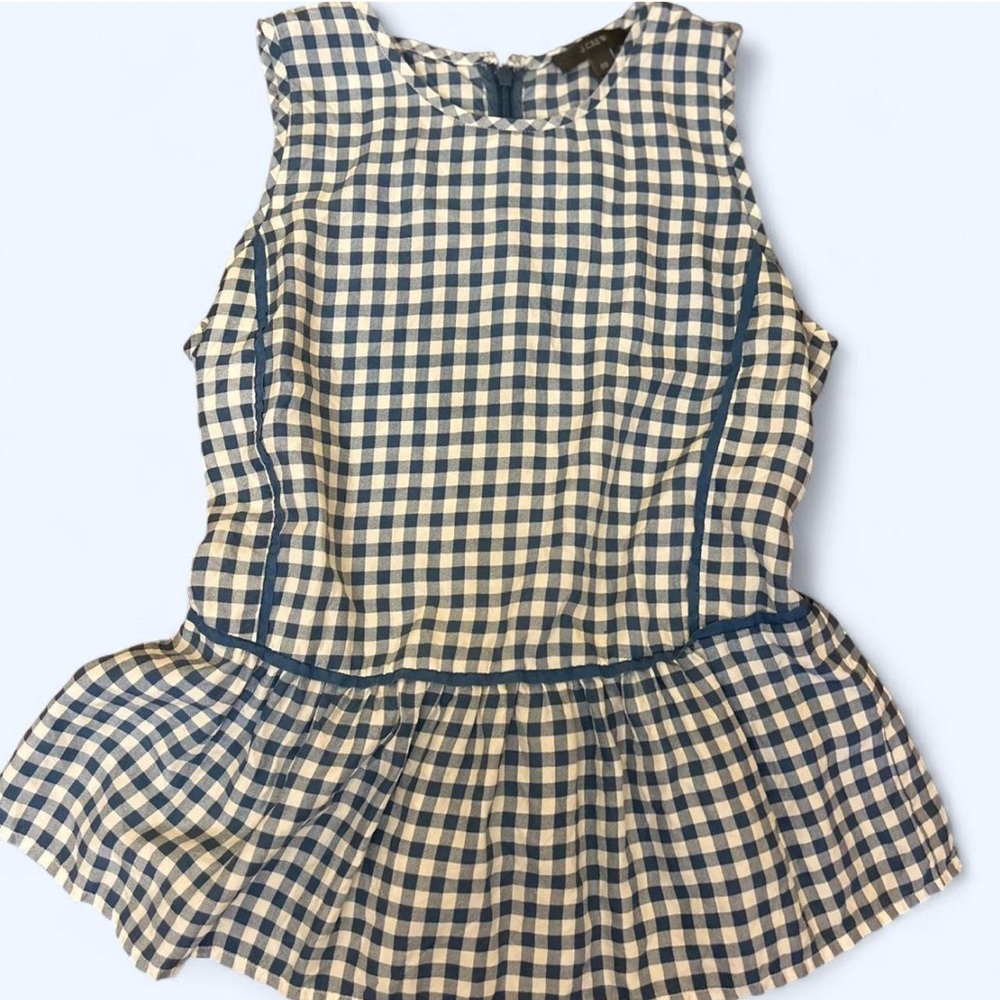 J. Crew Blue and White Checkered Top